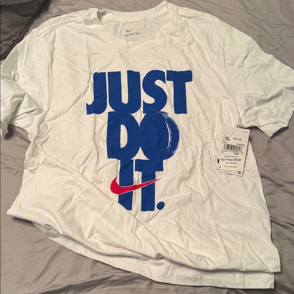 Nike White Tee with Blue and Red Graphic
